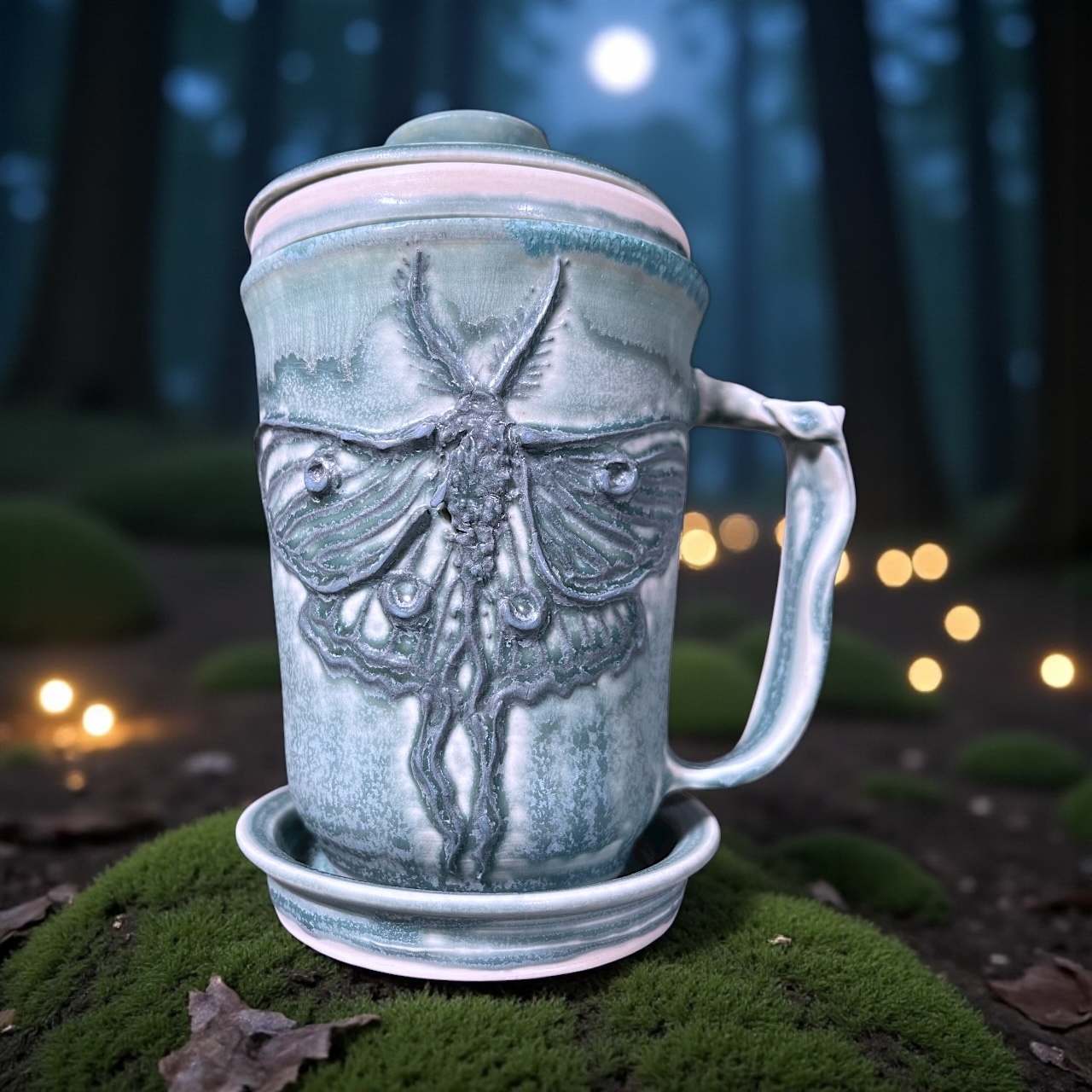 Porcelain Luna Moth Strainer Set