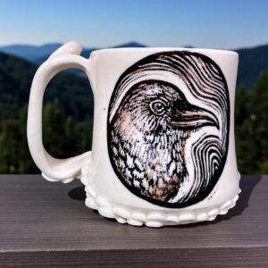 White Feathery Crow Mug