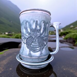 Porcelain Hercules Beetle Strainer Set