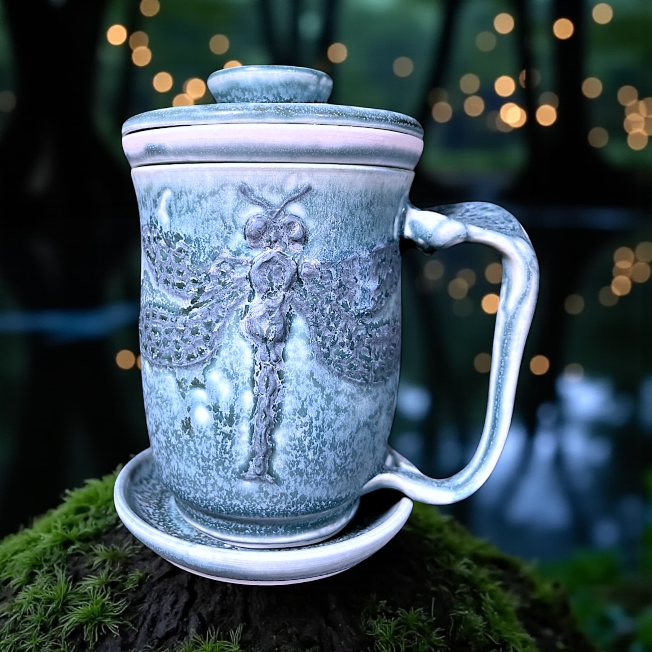 Porcelain Dragonfly Strainer Set