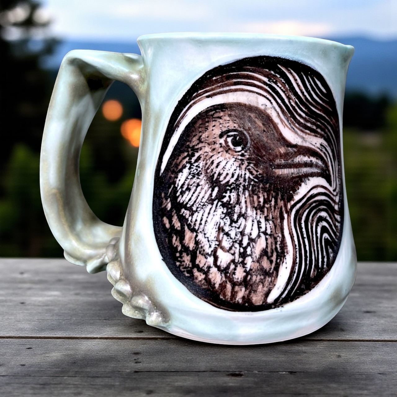 Art Deco Feathery Crow Mug