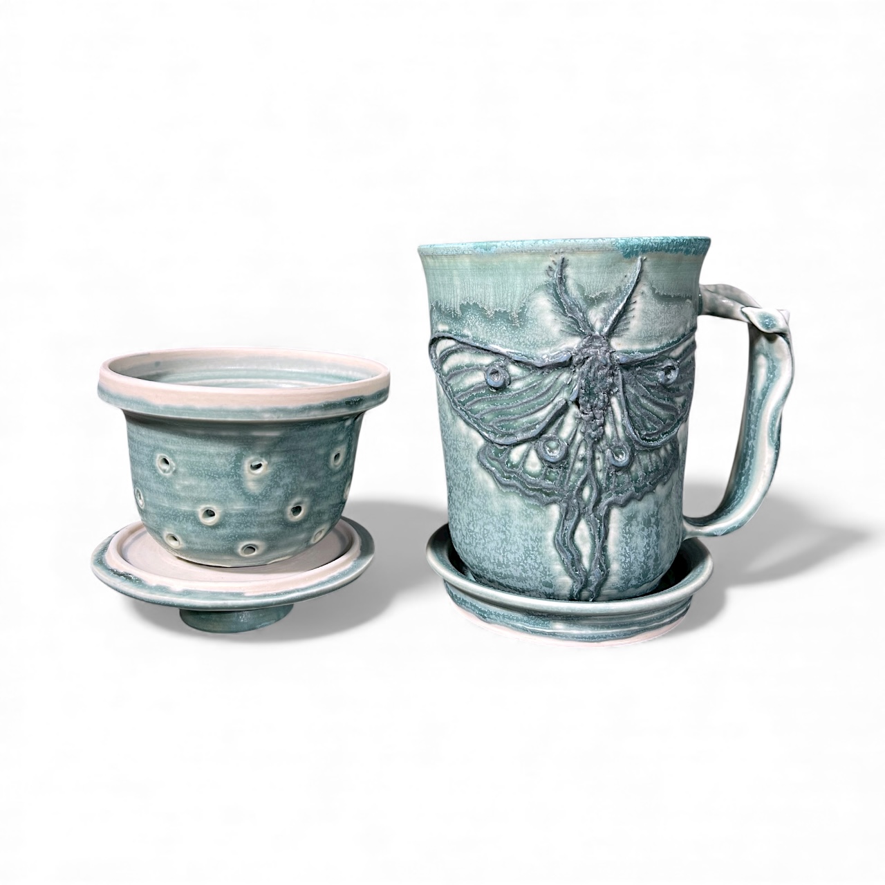 Porcelain Luna Moth Strainer Set - Image 9